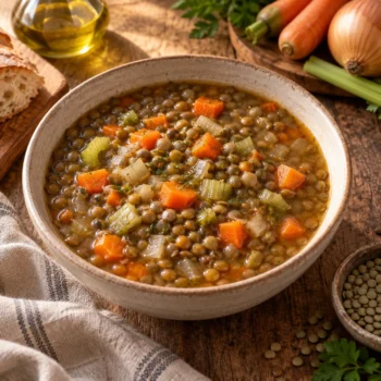 מרק עדשים ירוקות, נזיד חורפי סמיך בסיר אחד